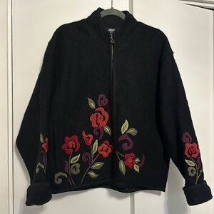 100% wool boxy embroidered jacket